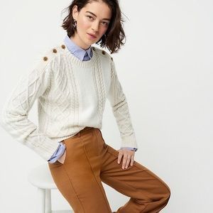 J. Crew button cropped cable knit sweater XS